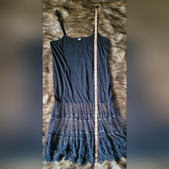 *SOLD* Mystree Boho Chic layering tank top cami tunic Dress lace layer, Black S - Picture 9 of 9